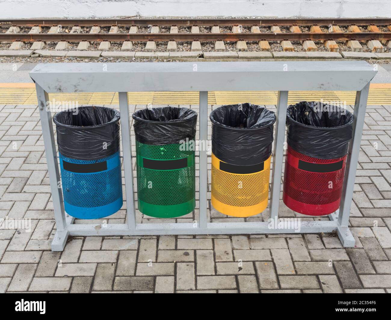 Recycling bins station hi-res stock photography and images - Alamy
