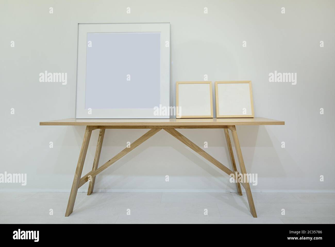 Three empty decorative frame for paintings or photographs on the Stock Photo