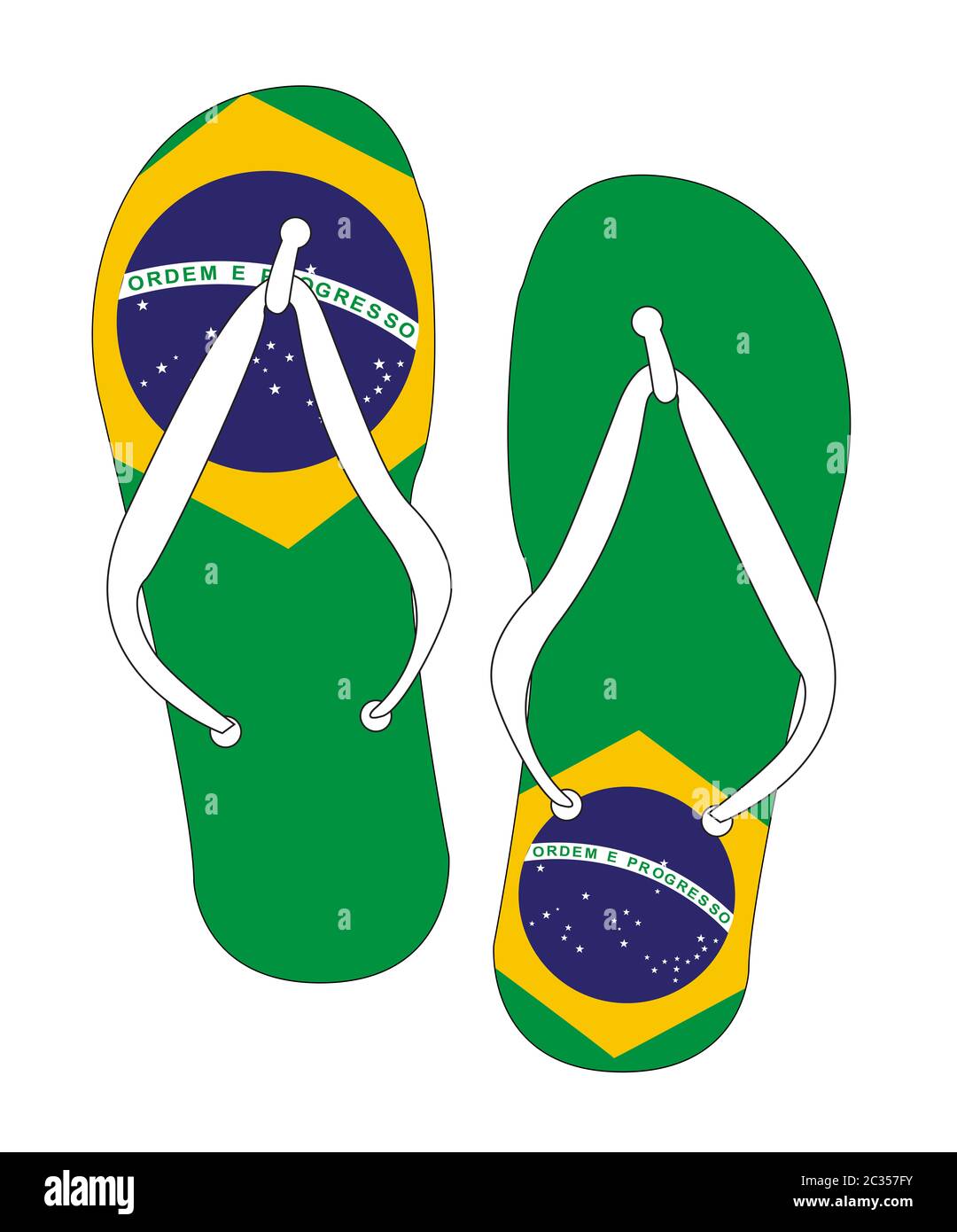 Brazil flag flip flop shoe silhouette on a white background Stock Photo