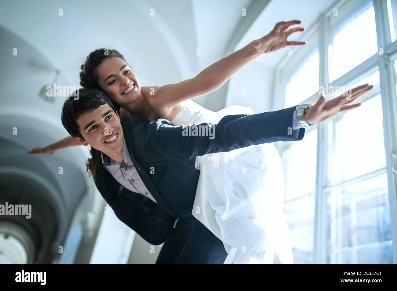 Young couple fooling around. Stock Photo