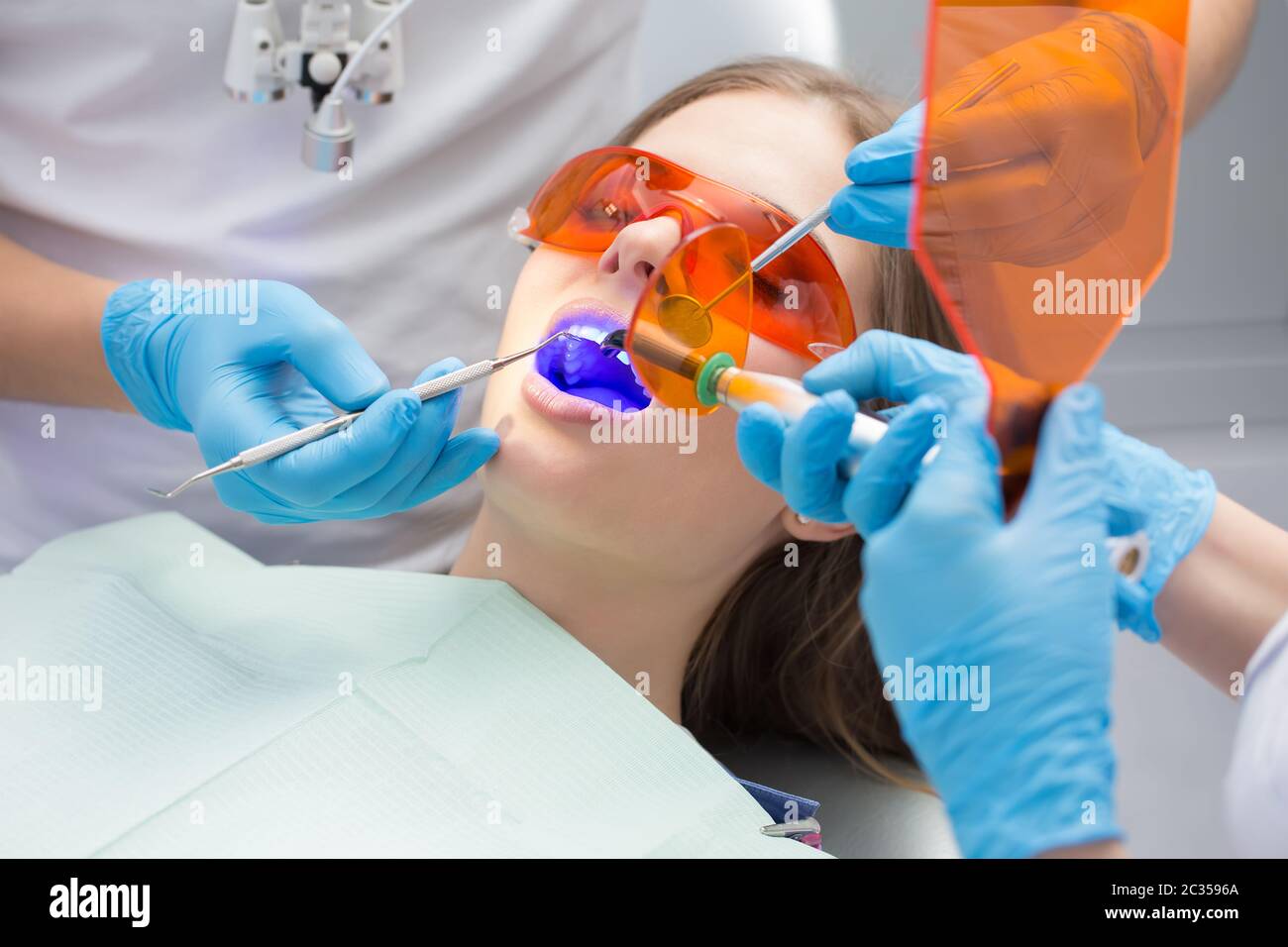 Tooth filling ultraviolet lamp Stock Photo