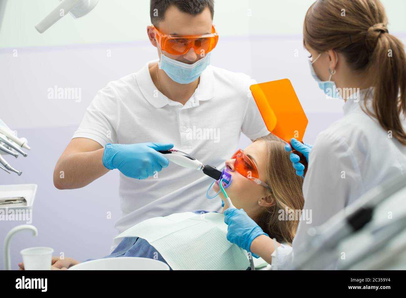 Tooth filling ultraviolet lamp Stock Photo