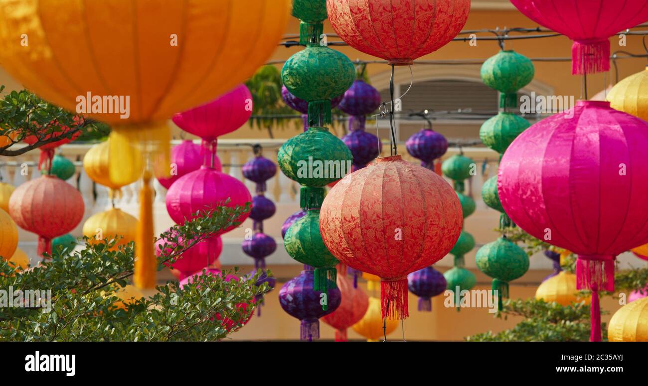Chinese style lantern hanging at outdoor for decoration of the mid autumn  festival Stock Photo - Alamy