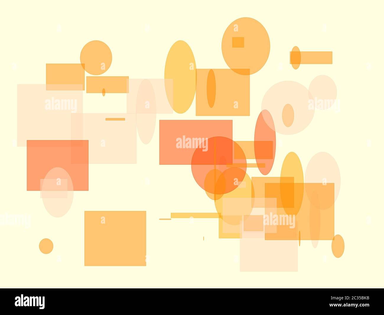 Abstract minimalist orange illustration with ellipses rectangles and ...