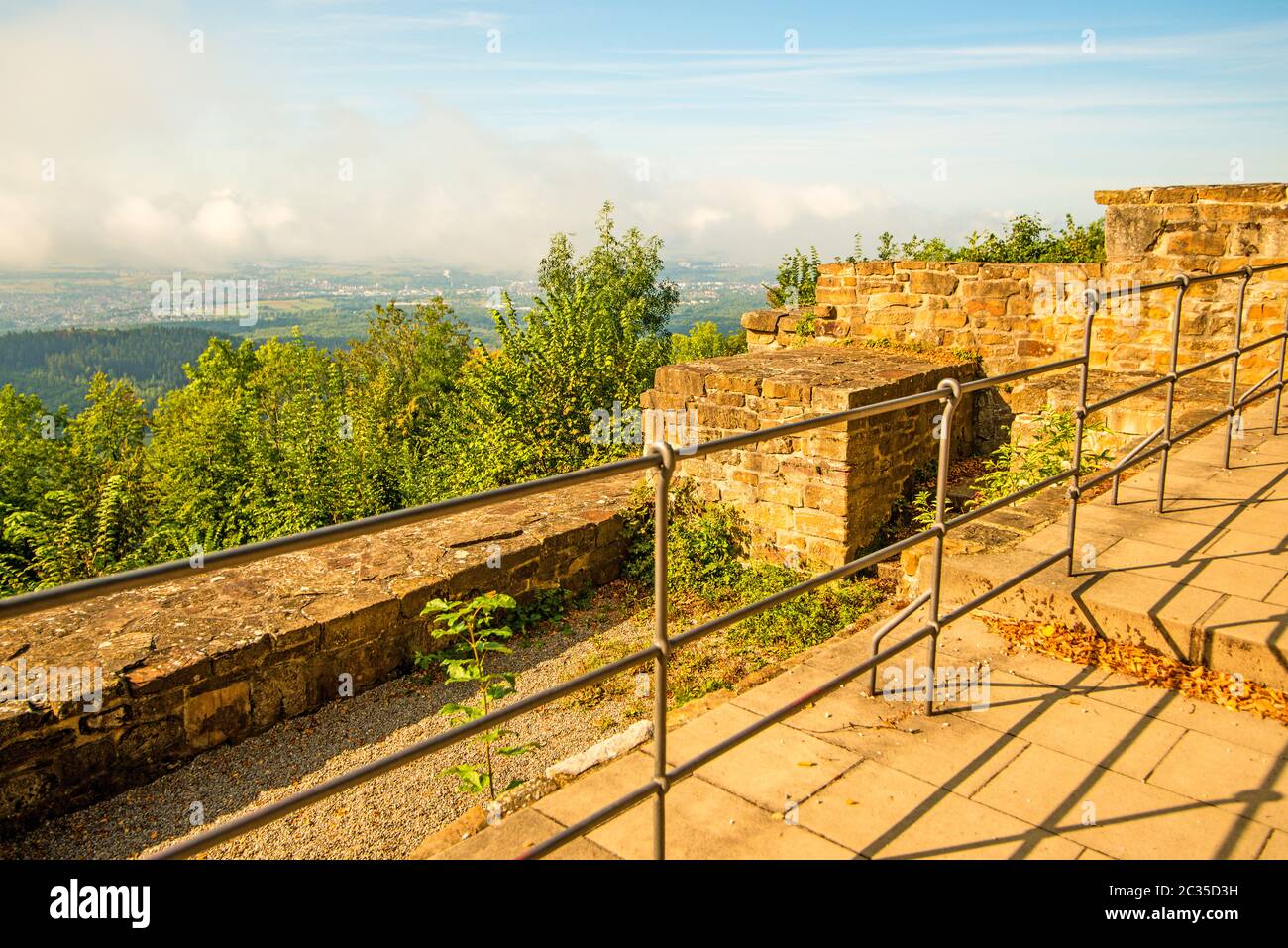 Panoramic views of the castle Hohenstaufen to the west  of Germany Stock Photo