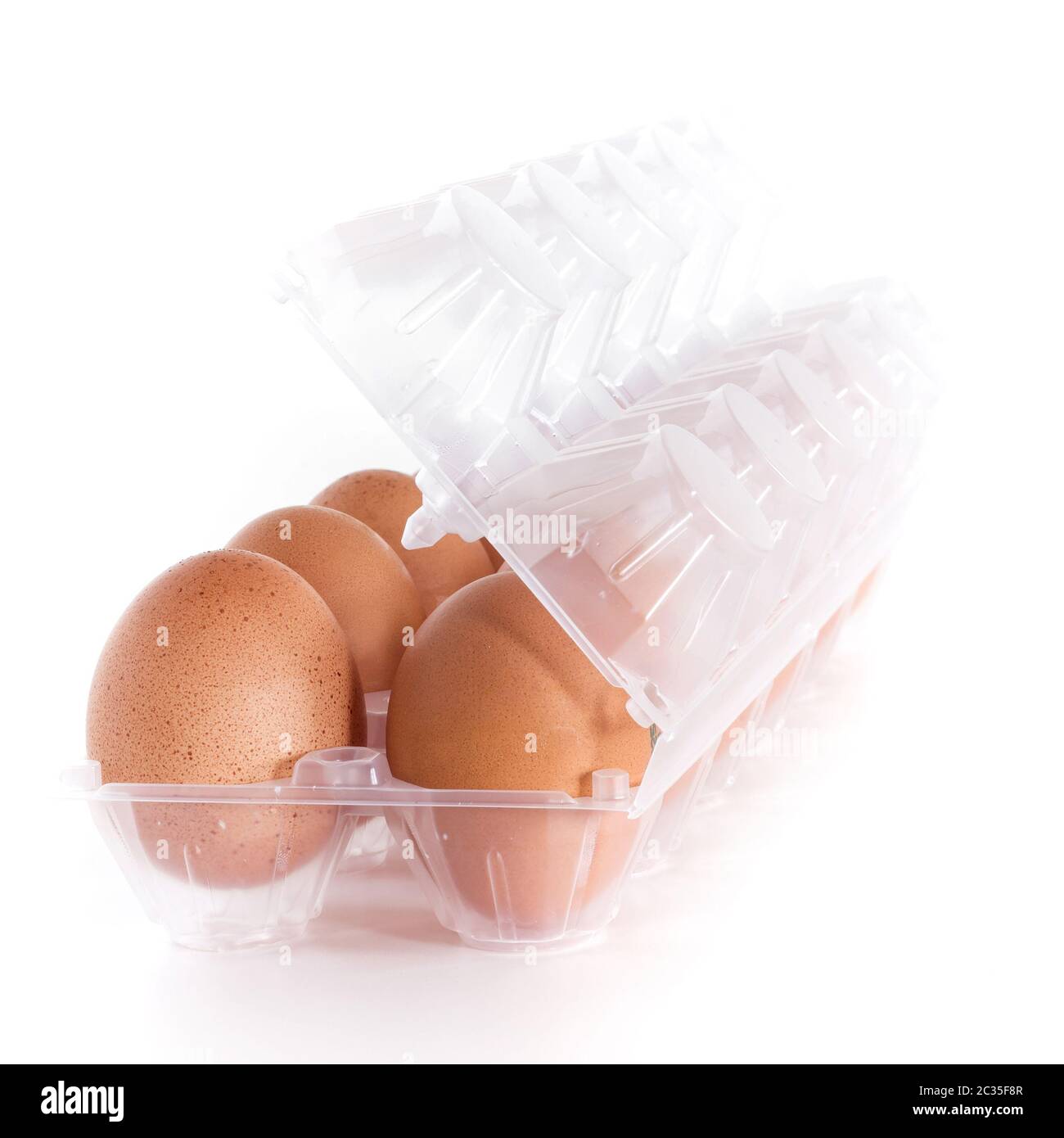 Eggs in the plastic pack Stock Photo
