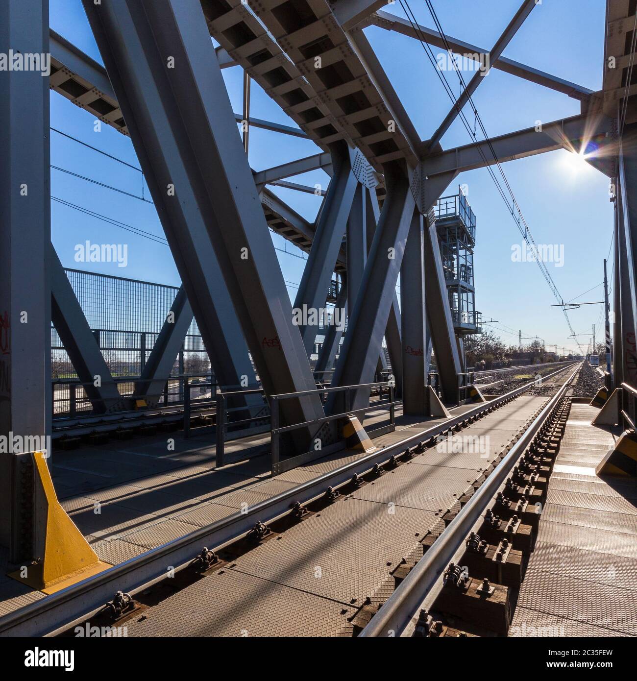 Modern railway bridge Stock Photo