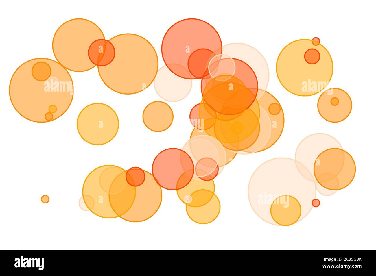 Abstract minimalist orange illustration with circles and white ...
