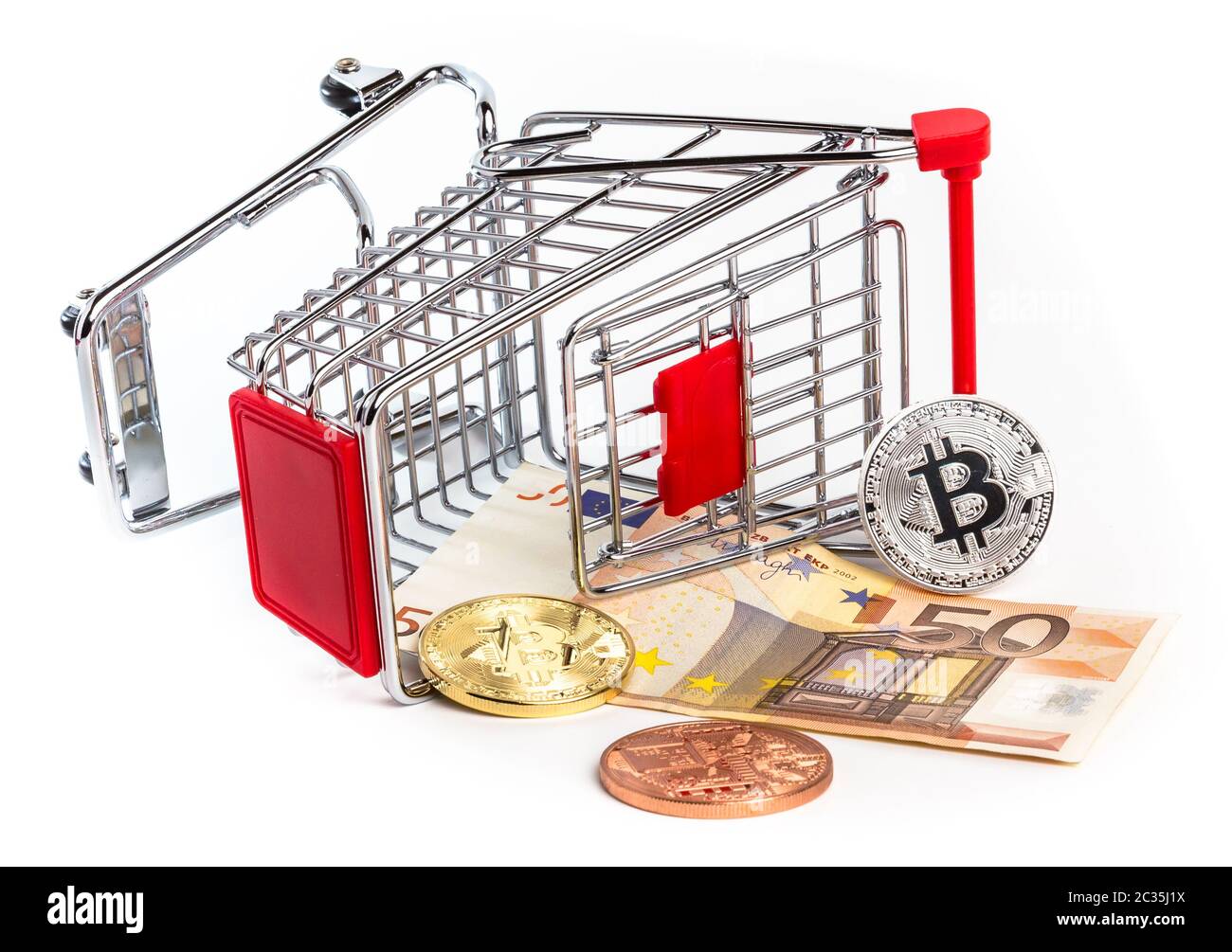 Financial concept with Bitcoins on fifty euro banknote. Traditional money  vs cryptocurrency concept Stock Photo - Alamy