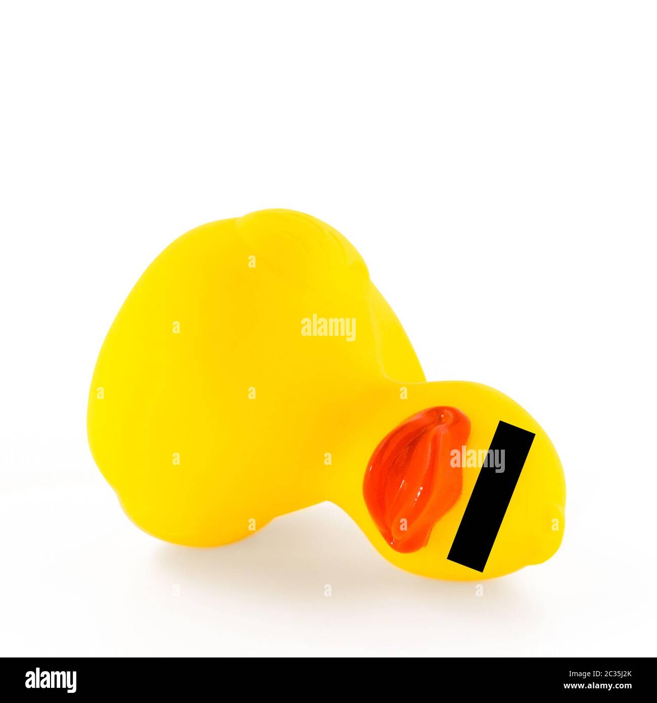 Fallen ducky with censorship Stock Photo