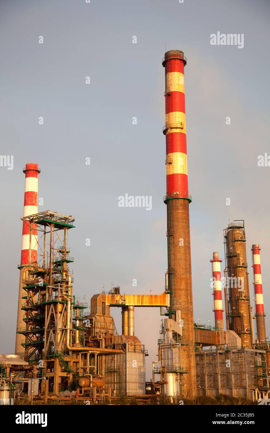 portuguese industrial power plant at sunset light Stock Photo Alamy