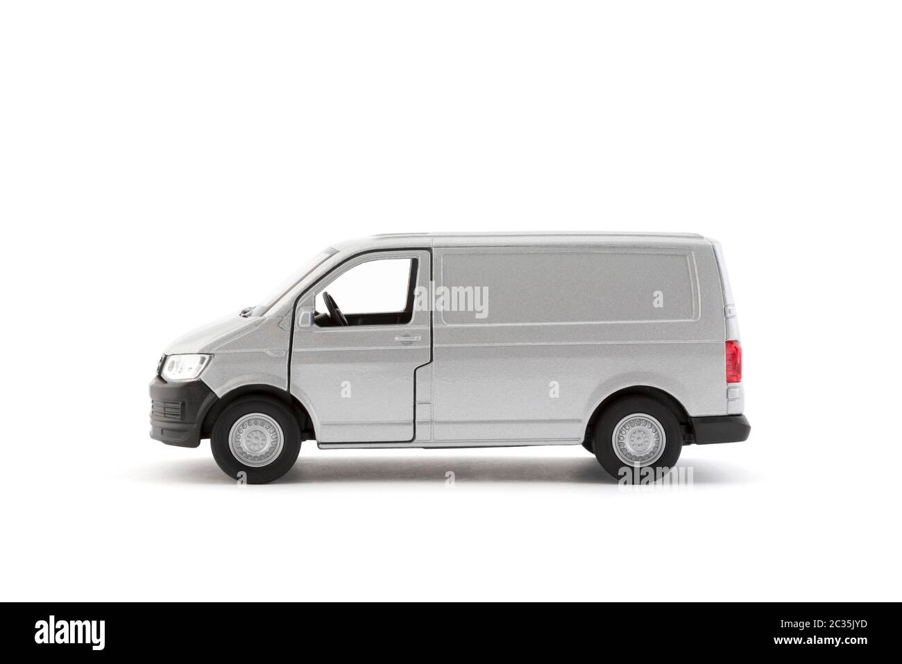 Transport silver van car on white background with clipping path Stock Photo