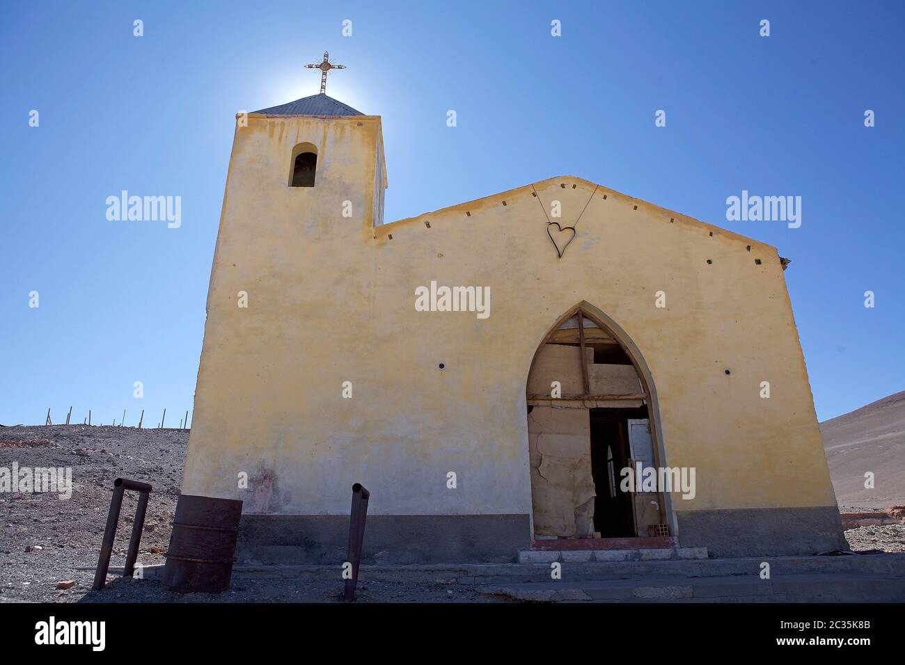Church at the Mina La Casualidad in Salta Province in northwestern Argentina. Mina la Casualidad is a ghost town at 4200 meters above the sea level Stock Photo