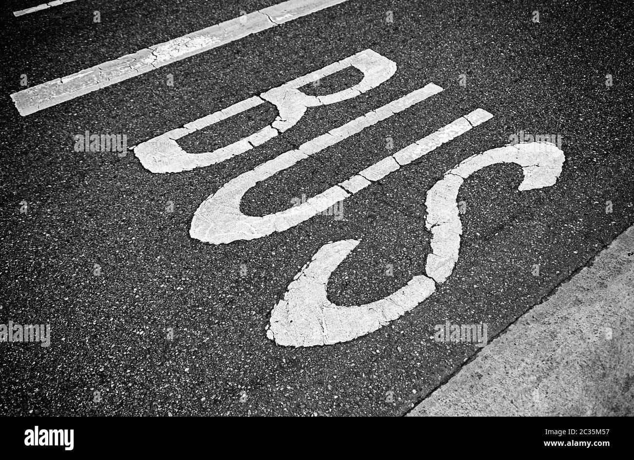 Bus signal on the road, detail of a sign for City Bus Stock Photo