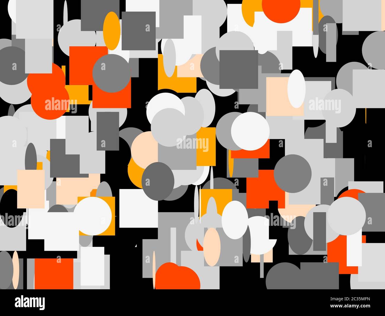 Abstract minimalist grey orange illustration with circle and ellipses ...