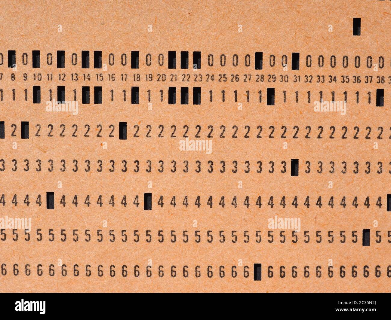 vintage punched card for computer data storage and programming Stock