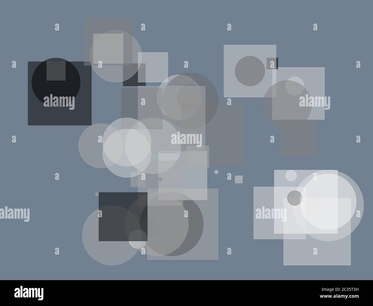 Abstract minimalist grey illustration with circles squares and slate ...