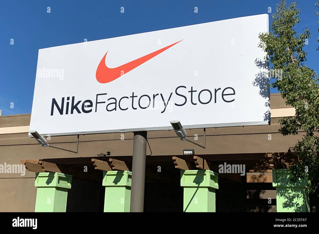 The swoosh logo at the Nike Factory Store, Saturday, Dec. 8, 2018, in Lake  Elsinore, Calif. (Kirby Lee via AP) Photo via Credit: Newscom/Alamy Live  News Stock Photo - Alamy