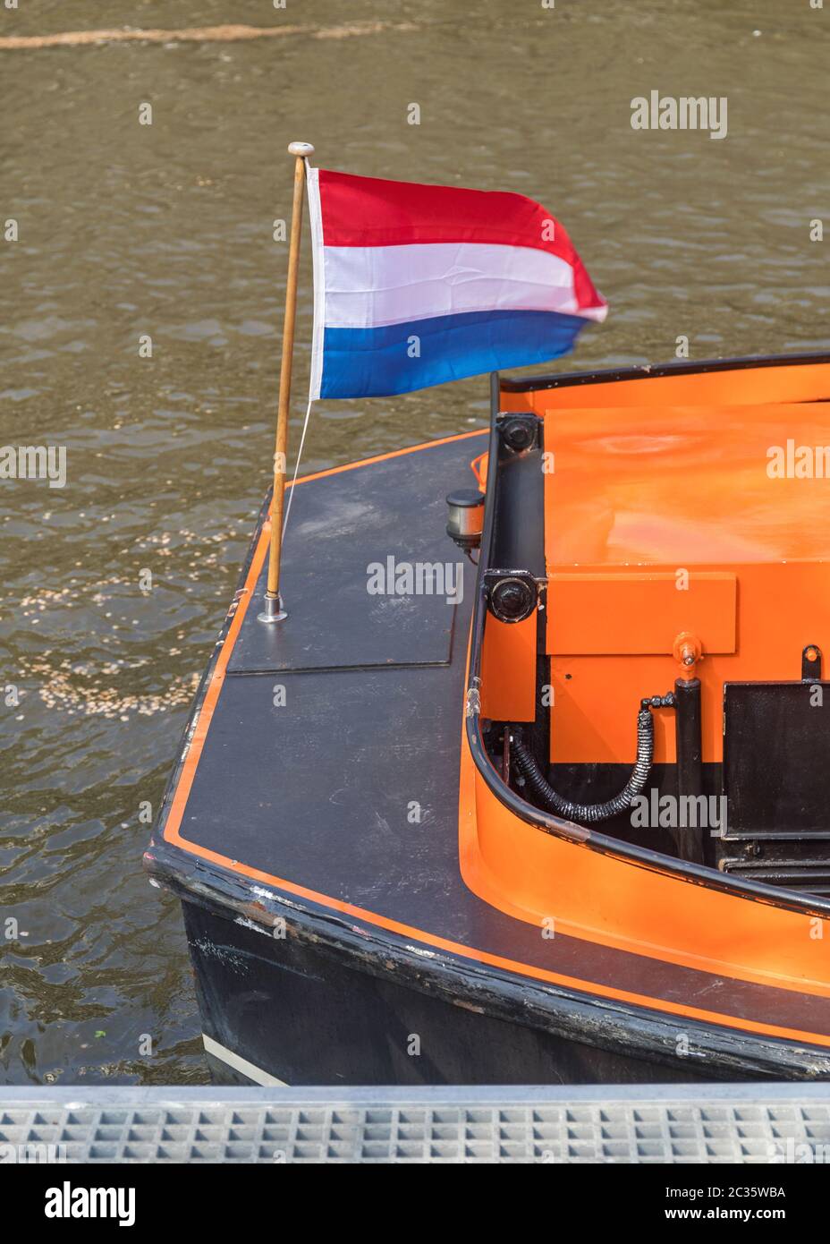 Flag of the Netherlands at Boat Stern in Amsterdam Stock Photo Alamy