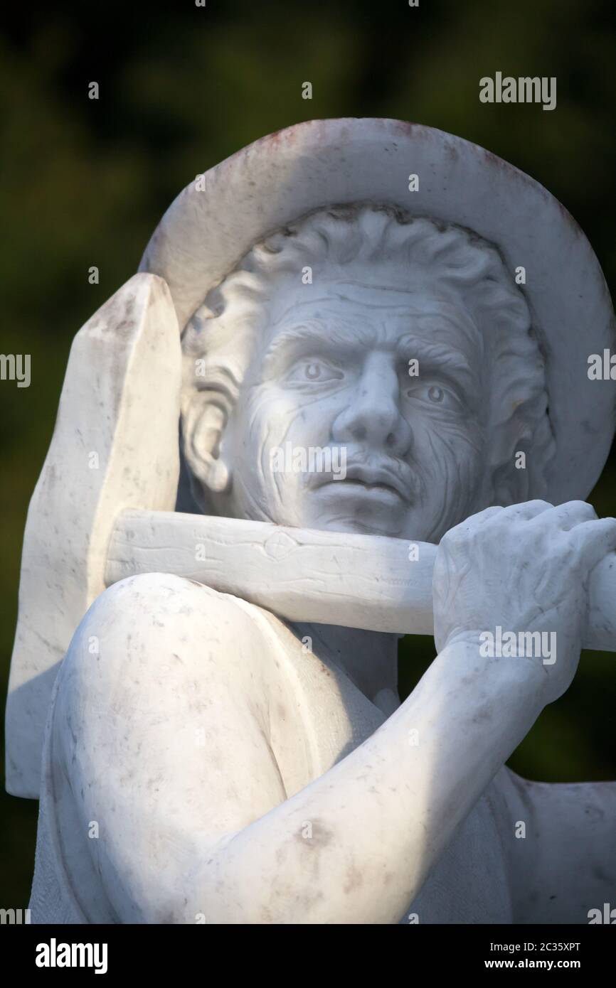Marble sculpture of miner from Carrara Stock Photo Alamy