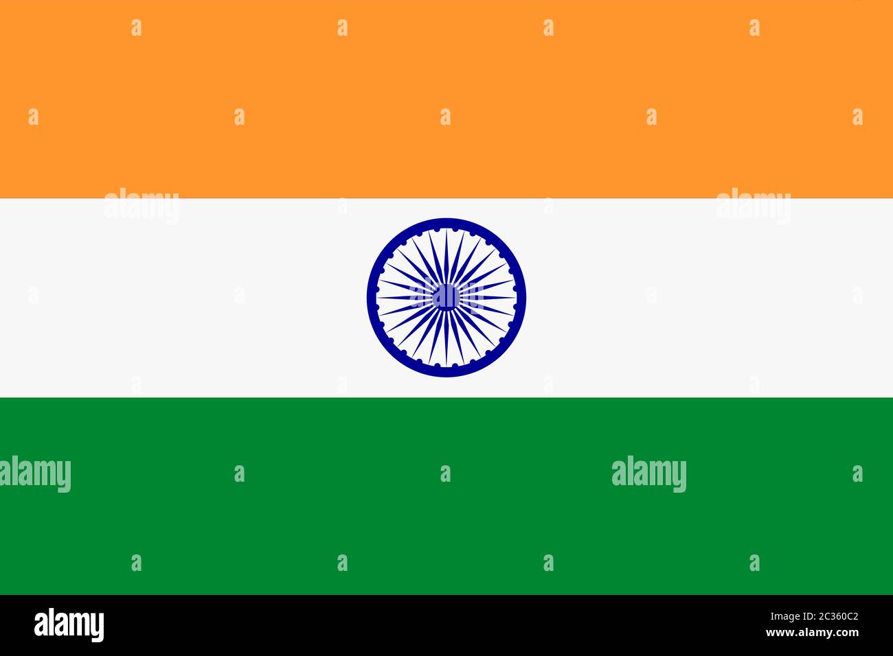 An India flag background flag illustration saffron white green Ashoka Chakra blue wheel Stock Photo