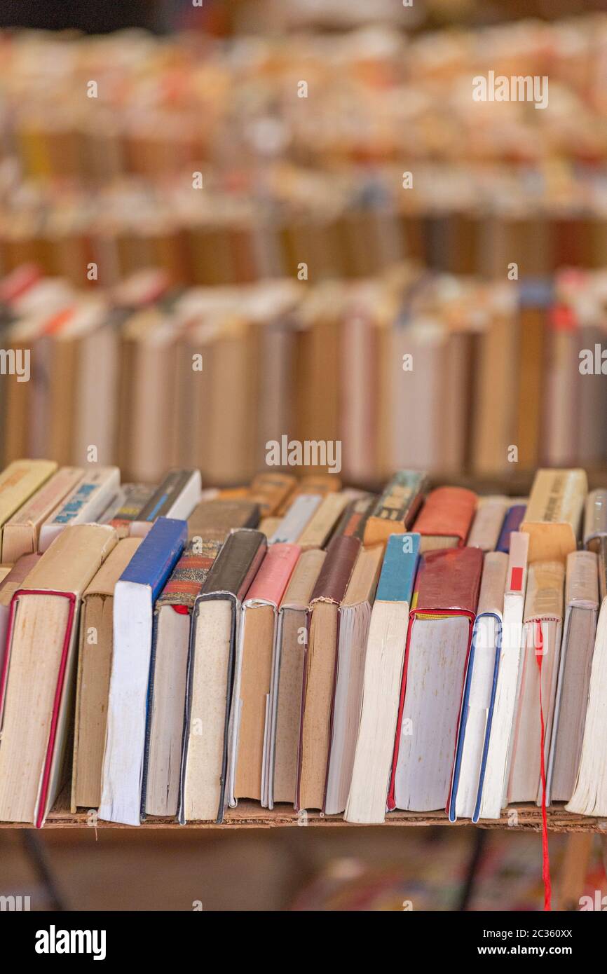 Old Books for Sale at Antique Market Stall Stock Photo Alamy