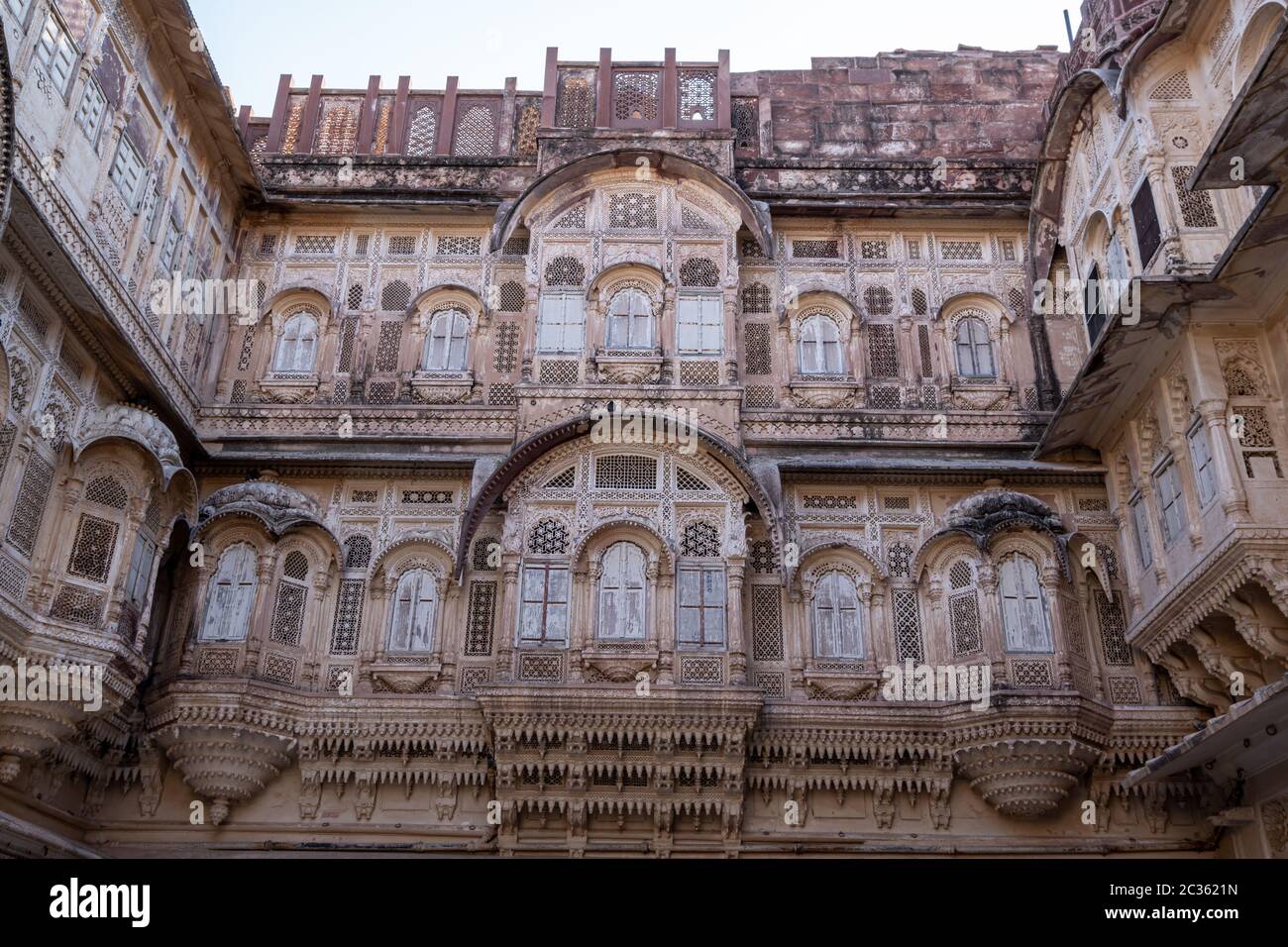 mehrangarh fort windows detailed Stock Photo - Alamy