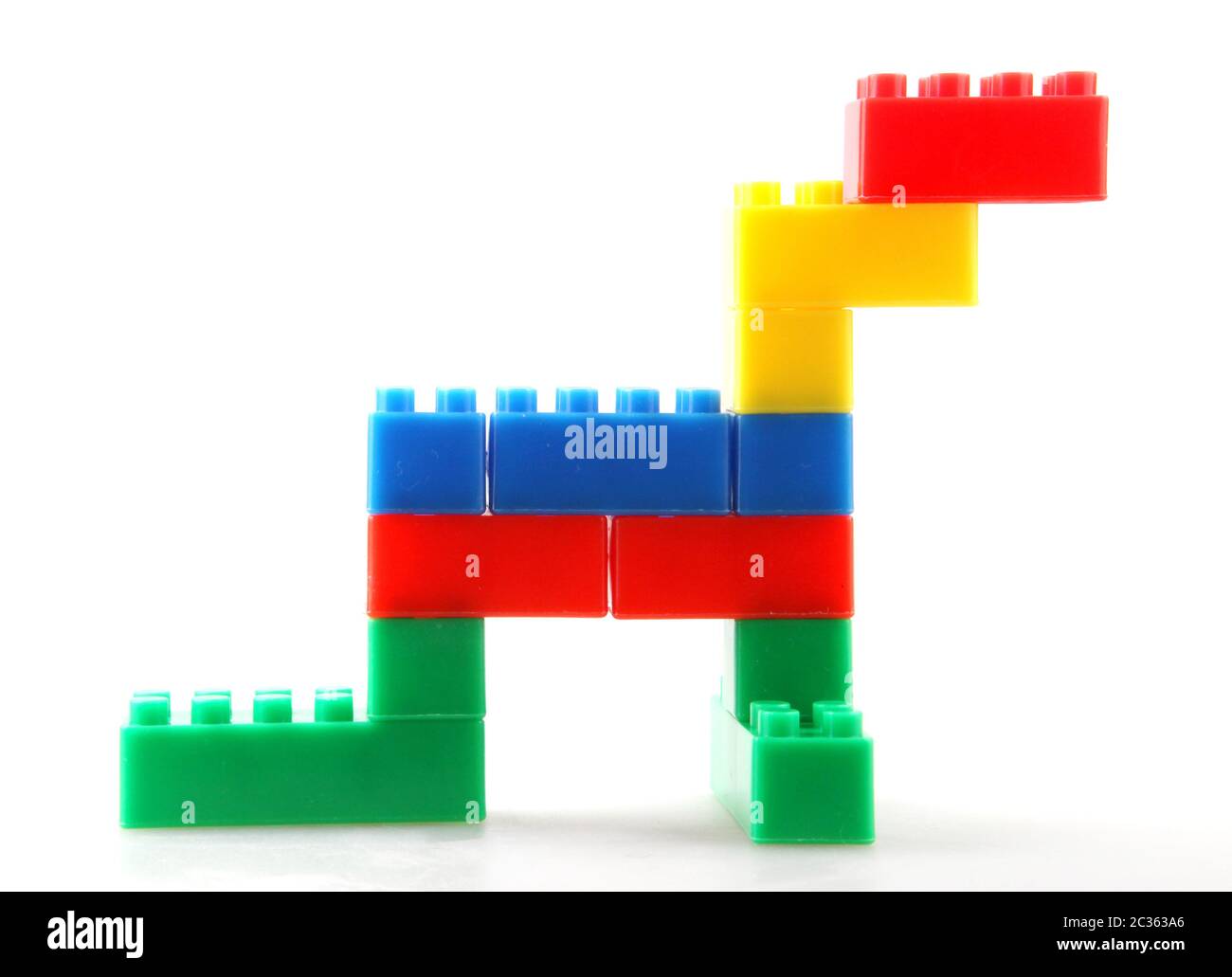Plastic building blocks toys isolated on white background Stock Photo ...