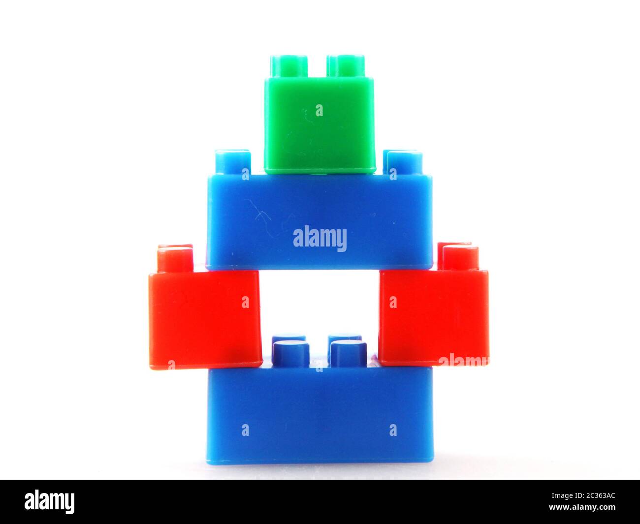 Plastic building blocks toys isolated on white background Stock Photo ...
