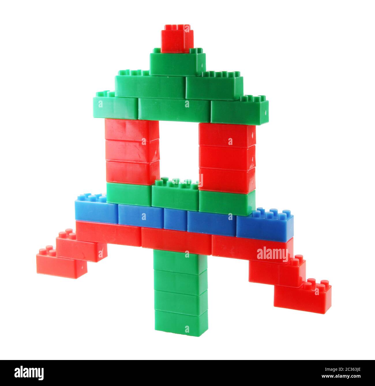Plastic building blocks toys isolated on white background Stock Photo ...