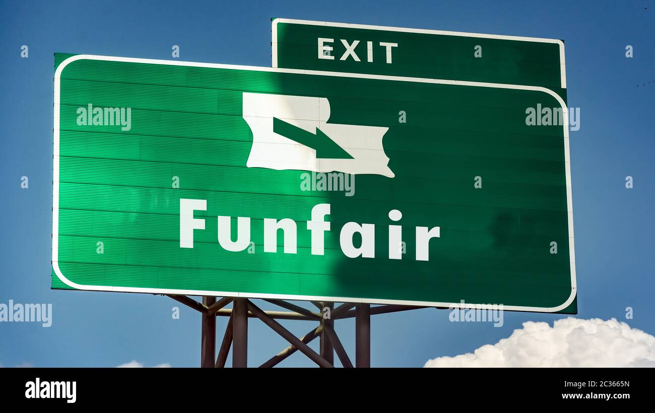 Street Sign to Funfair Stock Photo - Alamy