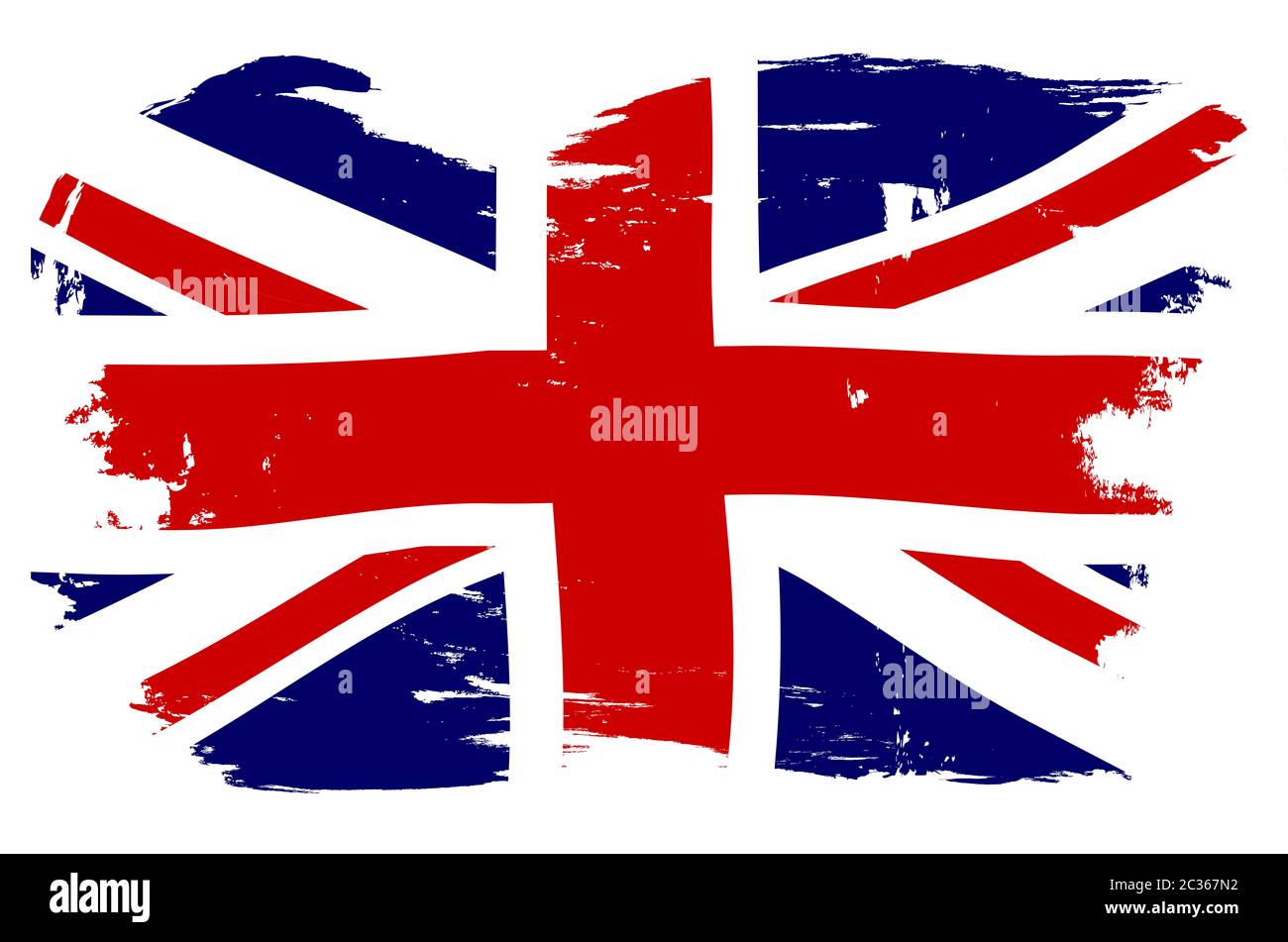Union Jack the British naval flag with hard grunge efect on a white