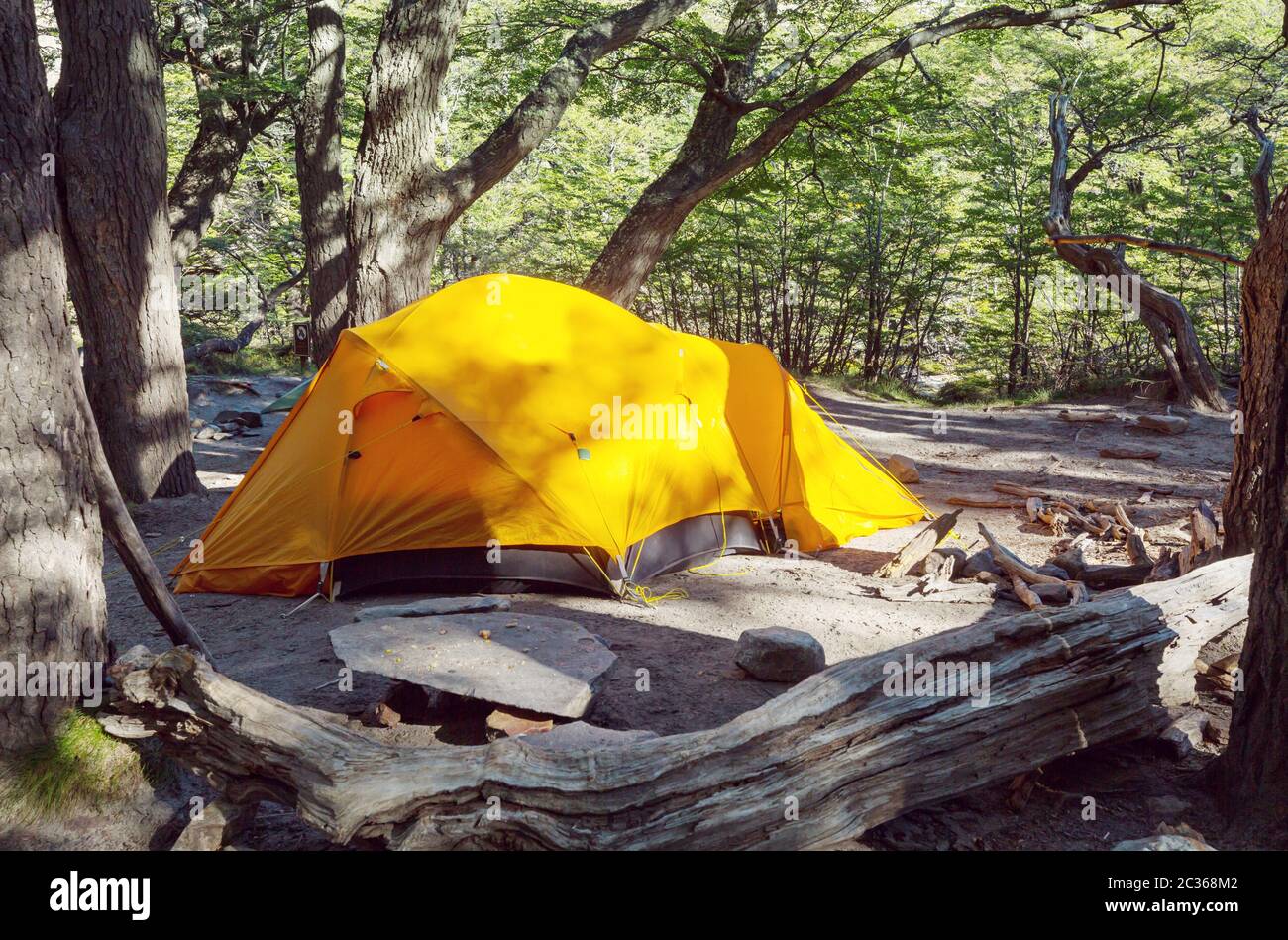 Tent in the forest Stock Photo - Alamy