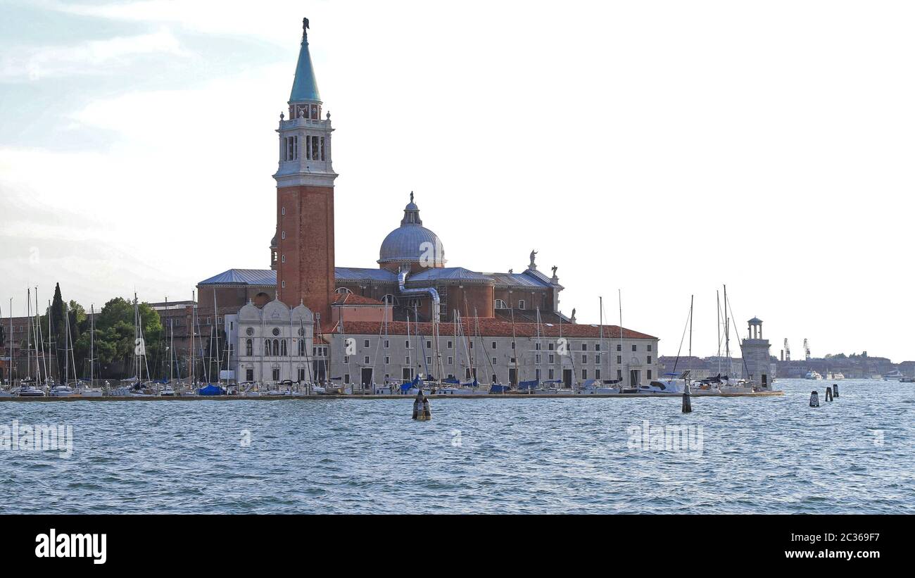 Island San Giorgio Maggiore With Big Church Tower in Venice Stock Photo ...