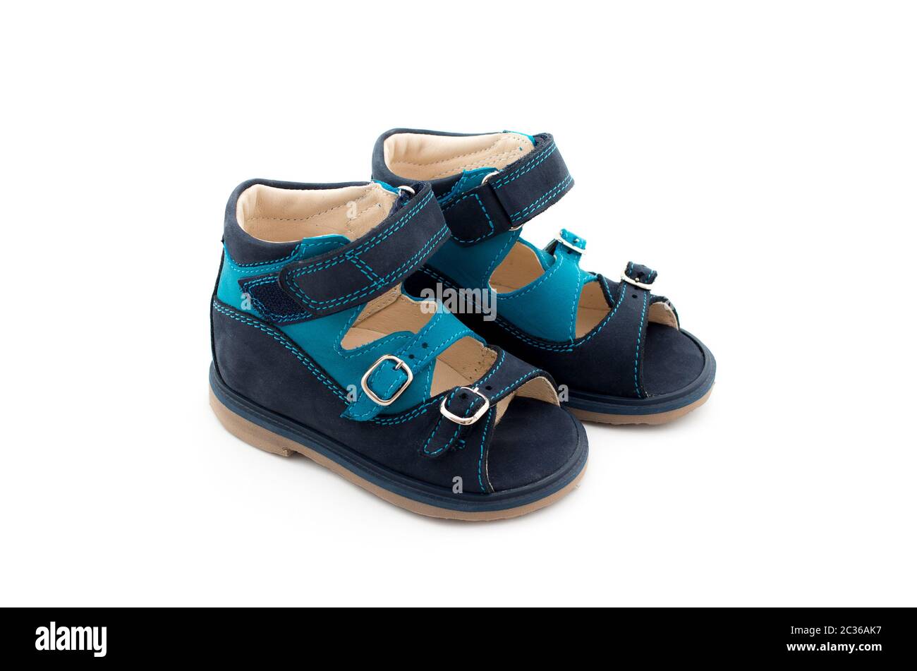 Pair Of Babies Shoes From Natural Leather Stock Photo - Alamy