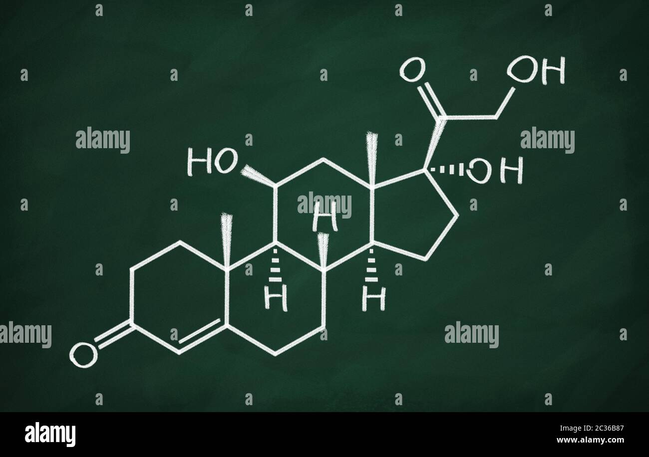 Structural model of Cortisol on the blackboard Stock Photo - Alamy