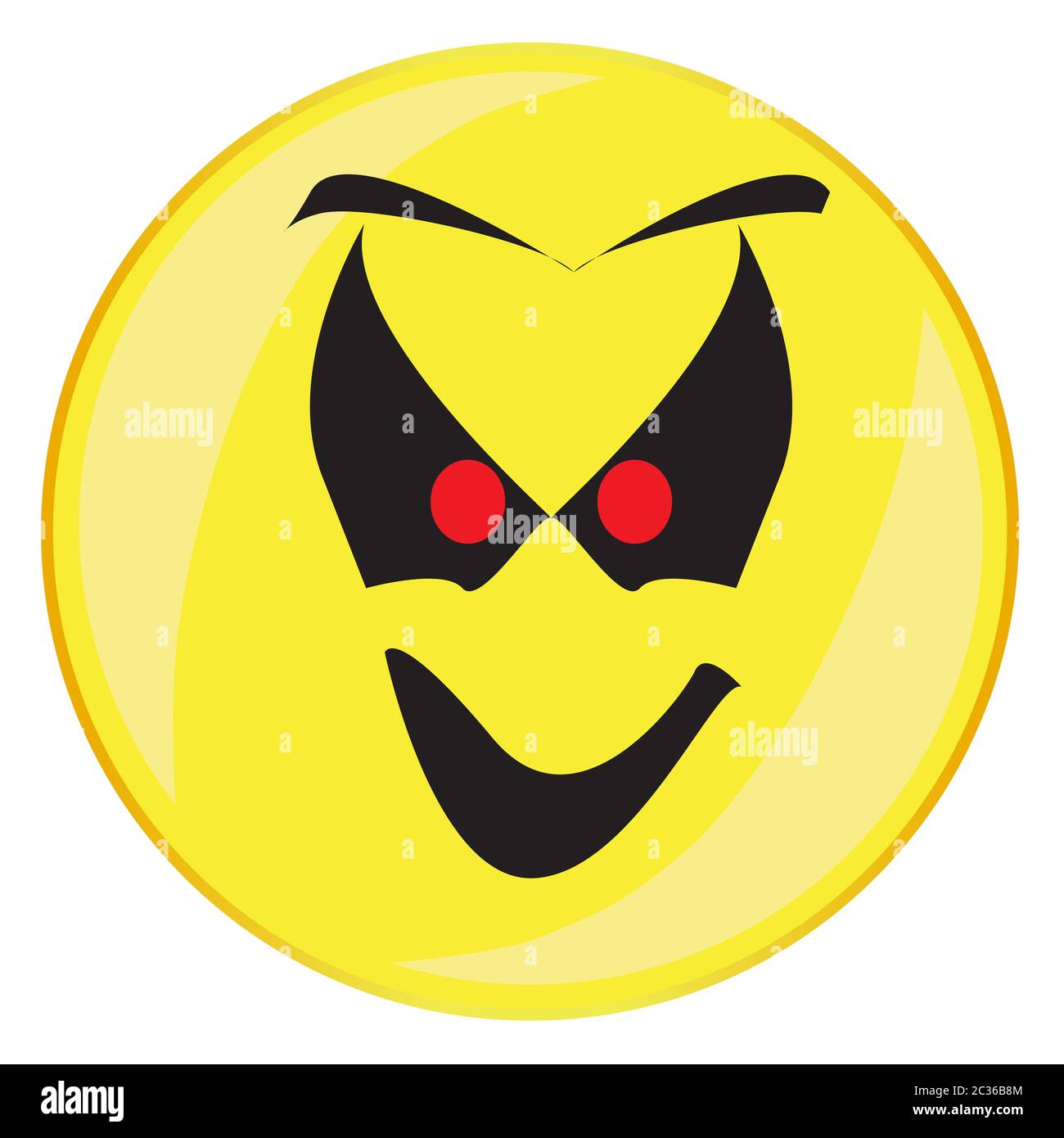 An Evil Ghost Smile Face Button Isolated On A White Background Stock
