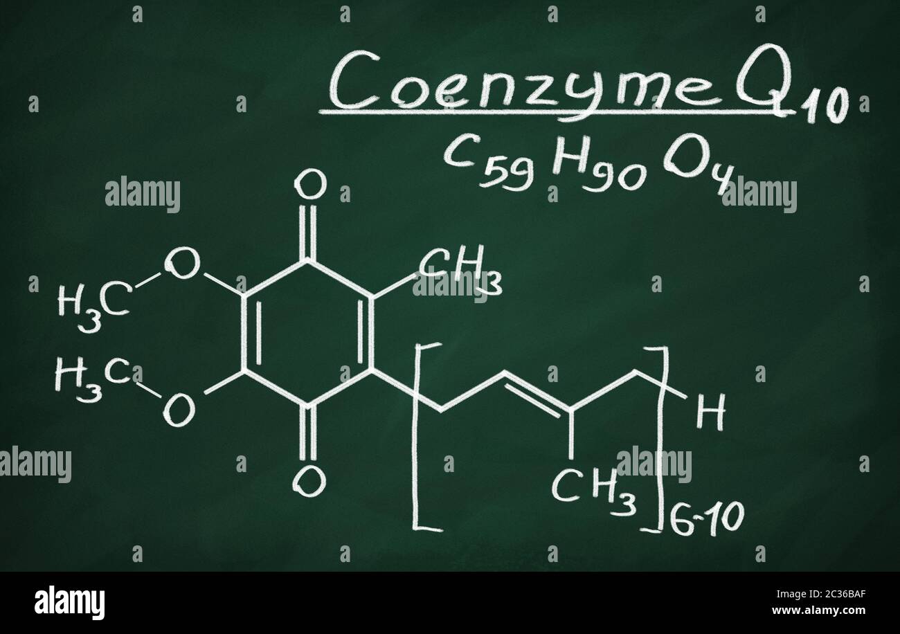 Structural model of Coenzyme Q10 on the blackboard Stock Photo - Alamy