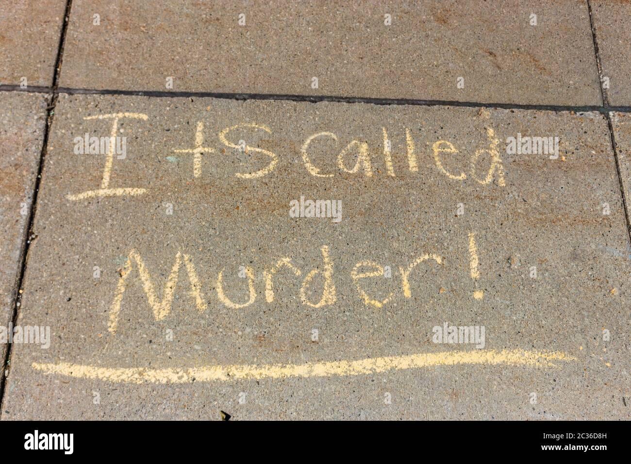 Chalk Mural Protesting Racial Injustice Stock Photo