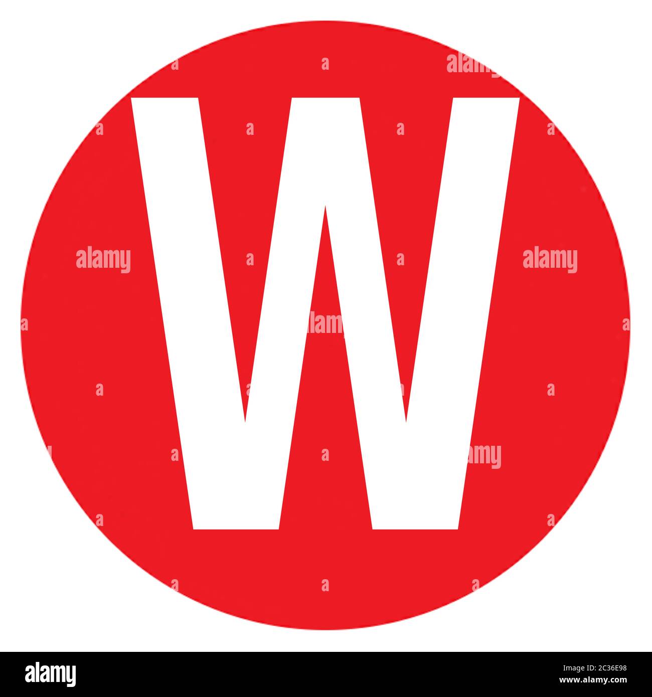 The Letter W Big Red Dot Letters And Numbers White Capitalized Font On A Big Red Dot Round Circular Background Up To 6000 x 6000 Pixels Stock Photo