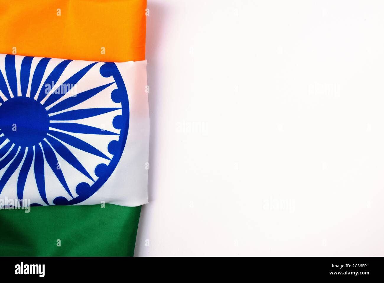 Indian republic day, flat lay top view, Indian tricolor flag on white  background with copy space for your text Stock Photo - Alamy