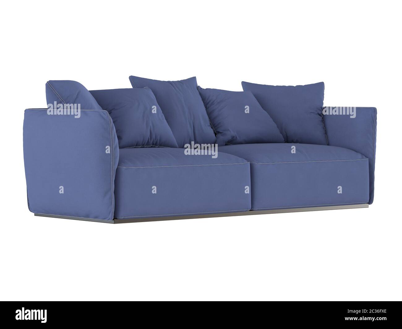Blue soft sofa with cushions Stock Photo