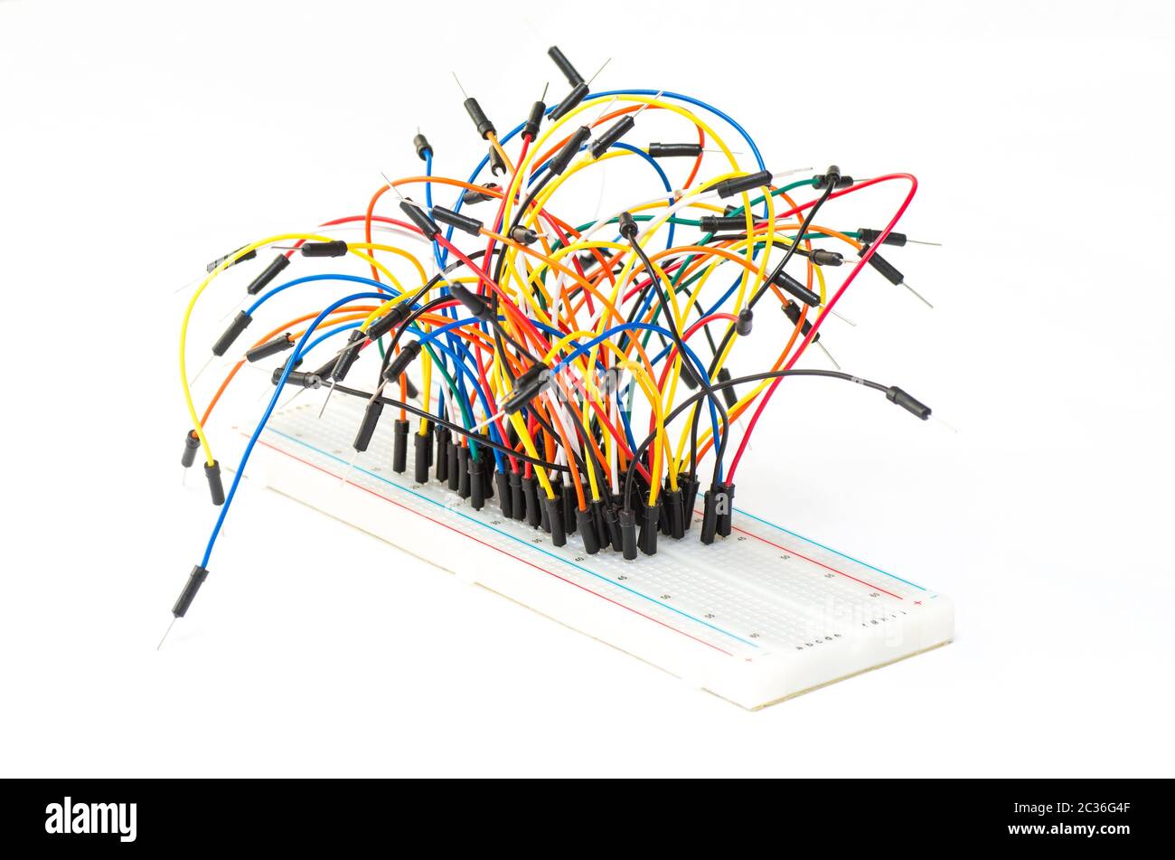 Prototyping electronic board with some wires Stock Photo