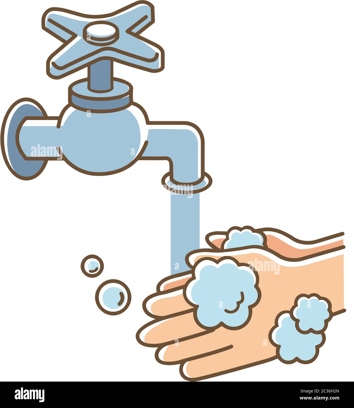 washing the hands water soap illustration Stock Photo - Alamy
