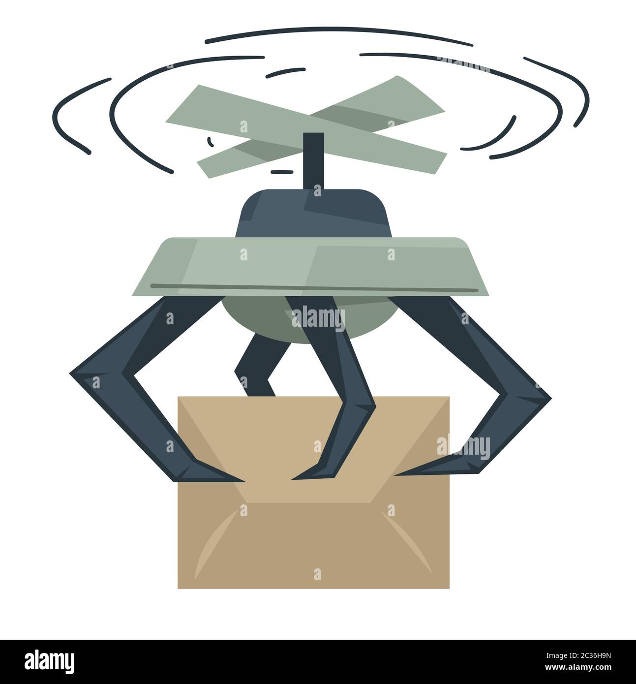 Drone delivering boxes, automated delivery system robotic helicopter
