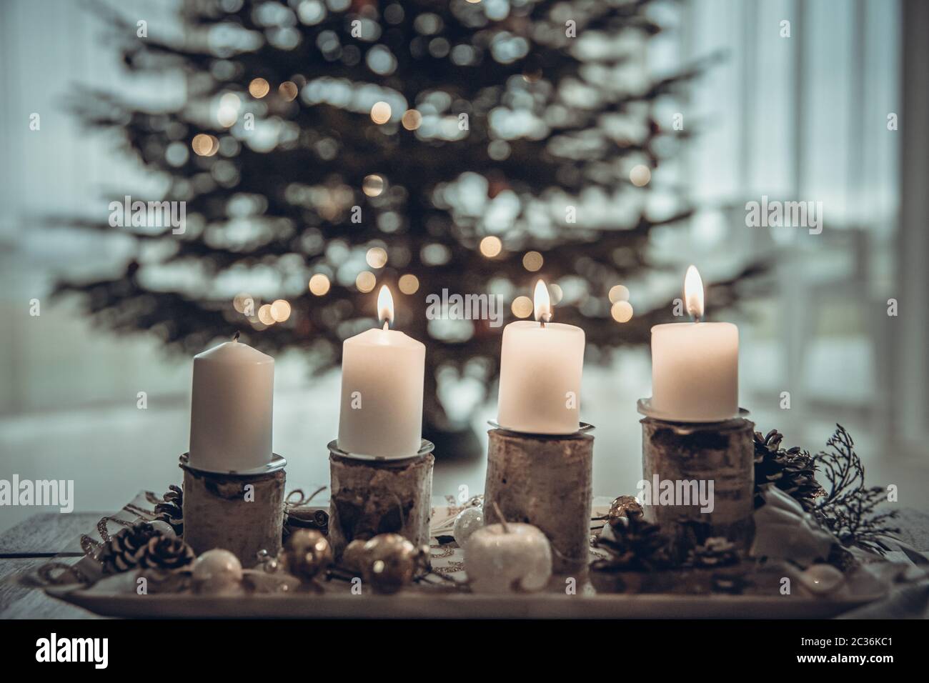 The four candles on the Advent wreath are lit every Sunday according to