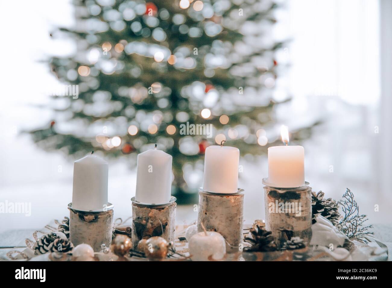 The four candles on the Advent wreath are lit every Sunday according to