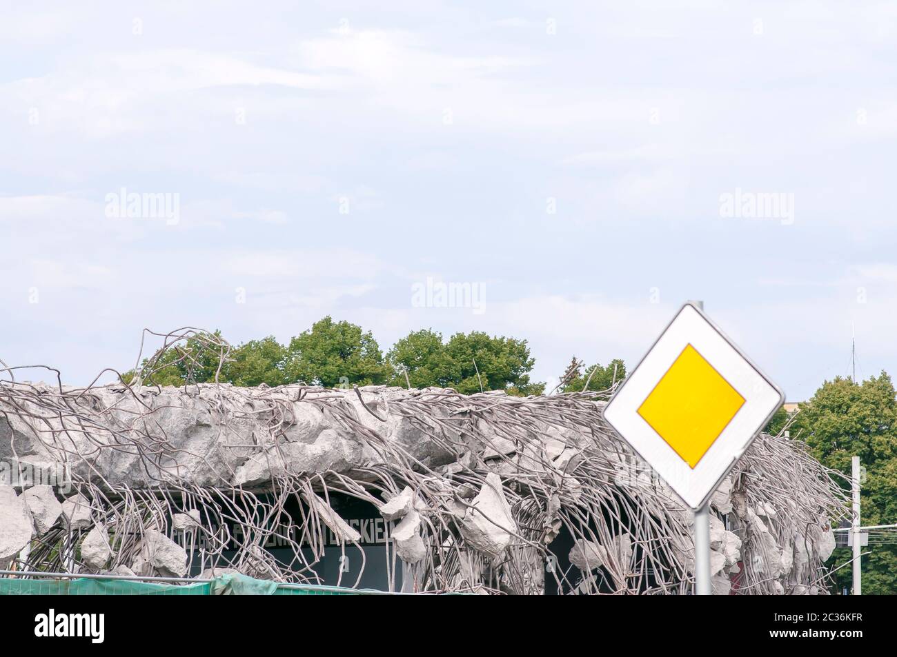 Wroclaw, Poland, August 2019. Demolition of an old overpass in Wroclaw. Stock Photo