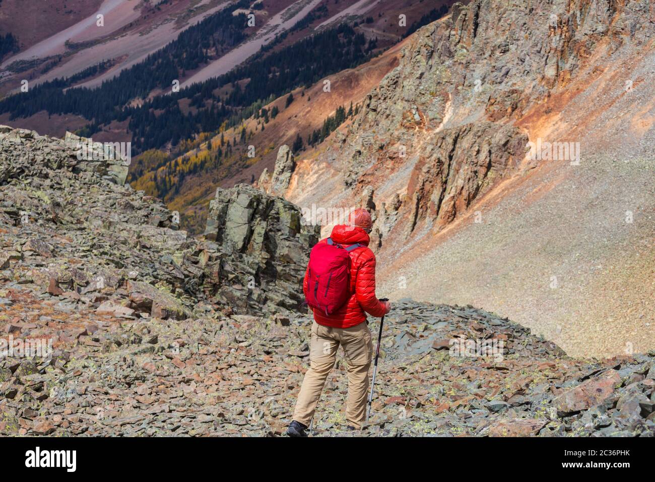 Hike in autumn season Stock Photo