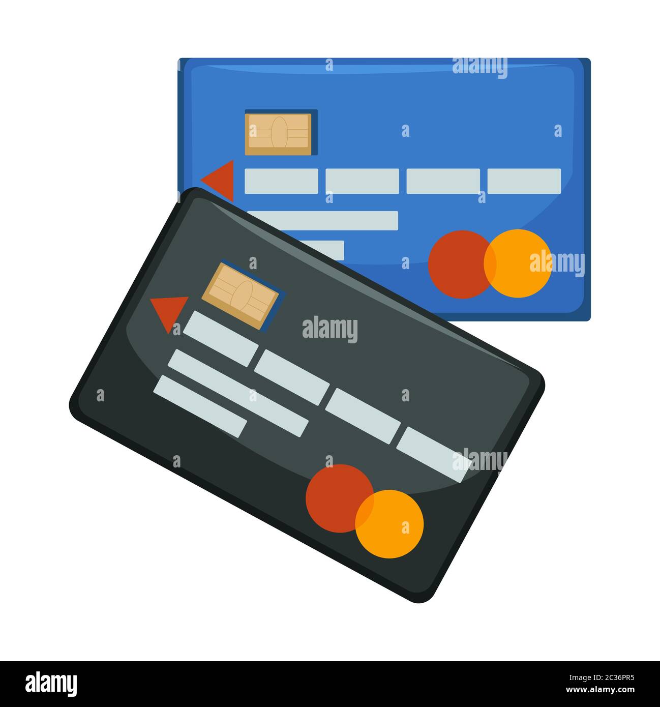 Credit and debit cards, systems for paying and receiving money Stock Vector